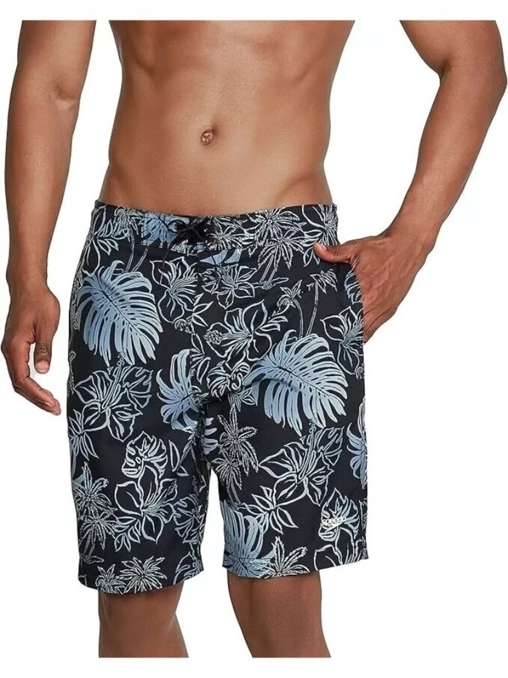 Speedo Mens Medium Swim Trunk Knee Length Boardshort Bondi Palms Tropical NEW